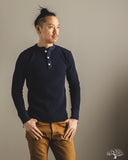 Iron Heart IHTL-1213-NAV - Waffle Knit Long Sleeve Thermal Henley - Navy