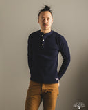 Iron Heart IHTL-1213-NAV - Waffle Knit Long Sleeve Thermal Henley - Navy