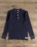 Iron Heart IHTL-1213-NAV - Waffle Knit Long Sleeve Thermal Henley - Navy