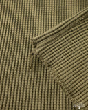 Iron Heart IHTL-1213-OLV - Waffle Knit Long Sleeve Thermal Henley - Olive
