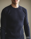 Iron Heart IHTL-1301-NAV - Waffle Knit Long Sleeve Crew Neck Thermal - Navy