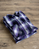 Iron Heart for Withered Fig IHWF-001-PUR - 9oz Selvedge Ombré Check Work Shirt - Purple