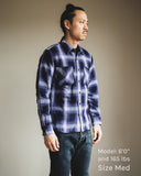Iron Heart for Withered Fig IHWF-001-PUR - 9oz Selvedge Ombré Check Work Shirt - Purple