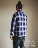 Iron Heart for Withered Fig IHWF-001-PUR - 9oz Selvedge Ombré Check Work Shirt - Purple