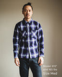 Iron Heart for Withered Fig IHWF-001-PUR - 9oz Selvedge Ombré Check Work Shirt - Purple