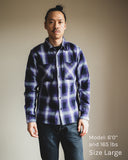 Iron Heart for Withered Fig IHWF-001-PUR - 9oz Selvedge Ombré Check Work Shirt - Purple