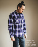 Iron Heart for Withered Fig IHWF-001-PUR - 9oz Selvedge Ombré Check Work Shirt - Purple