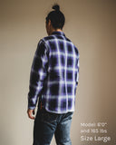 Iron Heart for Withered Fig IHWF-001-PUR - 9oz Selvedge Ombré Check Work Shirt - Purple