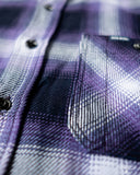 Iron Heart for Withered Fig IHWF-001-PUR - 9oz Selvedge Ombré Check Work Shirt - Purple