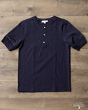 Merz b. Schwanen 207 Loopwheel Short Sleeve Henley - Ink Blue