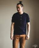 Merz b. Schwanen 207 Loopwheel Short Sleeve Henley - Ink Blue