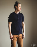 Merz b. Schwanen 207 Loopwheel Short Sleeve Henley - Ink Blue