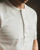 Merz b. Schwanen 207 Loopwheel Short Sleeve Henley - White