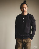 Merz b. Schwanen 2M06 Vintage Machine Refined Long Sleeve Henley - Charcoal