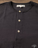 Merz b. Schwanen 2M06 Vintage Machine Refined Long Sleeve Henley - Charcoal