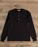 Merz b. Schwanen 2M06 Vintage Machine Refined Long Sleeve Henley - Deep Black