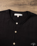 Merz b. Schwanen 2M06 Vintage Machine Refined Long Sleeve Henley - Deep Black
