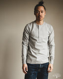 Merz b. Schwanen 2M06 Vintage Machine Refined Long Sleeve Henley - Grey Melange