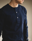 Merz b. Schwanen 2M06 Vintage Machine Refined Long Sleeve Henley - Ink Blue