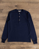 Merz b. Schwanen 2M06 Vintage Machine Refined Long Sleeve Henley - Ink Blue