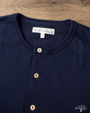 Merz b. Schwanen 2M06 Vintage Machine Refined Long Sleeve Henley - Ink Blue