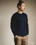 Merz b. Schwanen 2M06 Vintage Machine Refined Long Sleeve Henley - Ink Blue