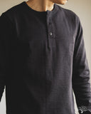 Merz b. Schwanen 2S08 Heavyweight Long-Sleeve Henley - Charcoal