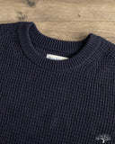 Merz b. Schwanen BLADE02 Merino Wool-Cashmere Waffle Pullover - Dark Navy