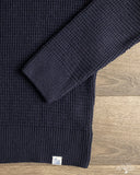 Merz b. Schwanen BLADE02 Merino Wool-Cashmere Waffle Pullover - Dark Navy