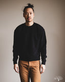 Merz b. Schwanen CREW01 Relaxed Cotton Soft Fleece Sweatshirt - Deep Black