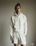 Merz b. Schwanen EDGE03 Women's Retro Fleece Hoodie w/ Open Edge Hem - Cashew