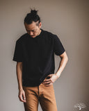 Merz b. Schwanen GHP01 Sturdy Boxy Fit Giza Cotton-Hemp Tee - Deep Black