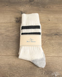 Merz b. Schwanen GS05 Striped Cotton Socks - Nature / Black