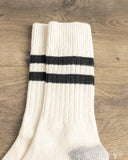 Merz b. Schwanen GS05 Striped Cotton Socks - Nature / Black