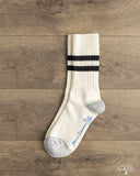 Merz b. Schwanen GS05 Striped Cotton Socks - Nature / Black