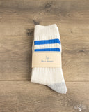 Merz b. Schwanen GS05 Striped Cotton Socks - Nature / Swan Blue