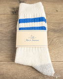 Merz b. Schwanen GS05 Striped Cotton Socks - Nature / Swan Blue
