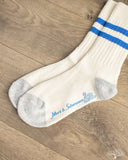 Merz b. Schwanen GS05 Striped Cotton Socks - Nature / Swan Blue