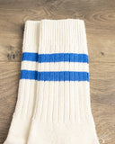 Merz b. Schwanen GS05 Striped Cotton Socks - Nature / Swan Blue