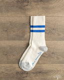 Merz b. Schwanen GS05 Striped Cotton Socks - Nature / Swan Blue