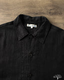 Merz b. Schwanen JKT08LI Cropped Worker's Linen Jacket - Deep Black