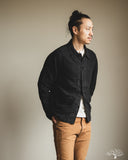 Merz b. Schwanen JKT08LI Cropped Worker's Linen Jacket - Deep Black