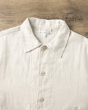 Merz b. Schwanen JKT08LI Cropped Worker's Linen Jacket - Light Stone