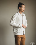 Merz b. Schwanen JKT08LI Cropped Worker's Linen Jacket - Light Stone