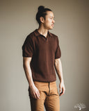 Merz b. Schwanen KNITPOLO02 Cotton Short-Sleeve Knit Polo - Chocolate