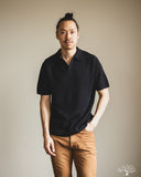 Merz b. Schwanen KNITPOLO02 Cotton Short-Sleeve Knit Polo - Dark Navy