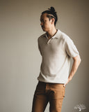 Merz b. Schwanen KNITPOLO02 Cotton Short-Sleeve Knit Polo - Sand
