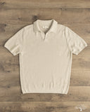 Merz b. Schwanen KNITPOLO02 Cotton Short-Sleeve Knit Polo - Sand