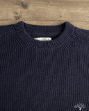 Merz b. Schwanen LOCC02 Relaxed Fit Merino-Cashmere Ribbed Pullover - Dark Navy