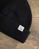 Merz b. Schwanen MWBN05 Merino Wool Ribbed Watch Cap - Deep Black